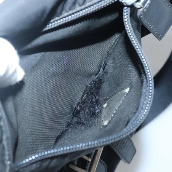PRADA Shoulder Bag Nylon Black Silver - Picture 13 of 15